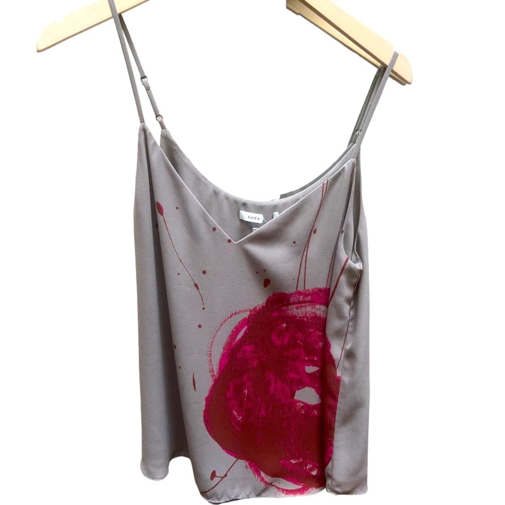 BABATON ARITZIA Everly Camisole Shirt Gray Pink Splatter Size small
